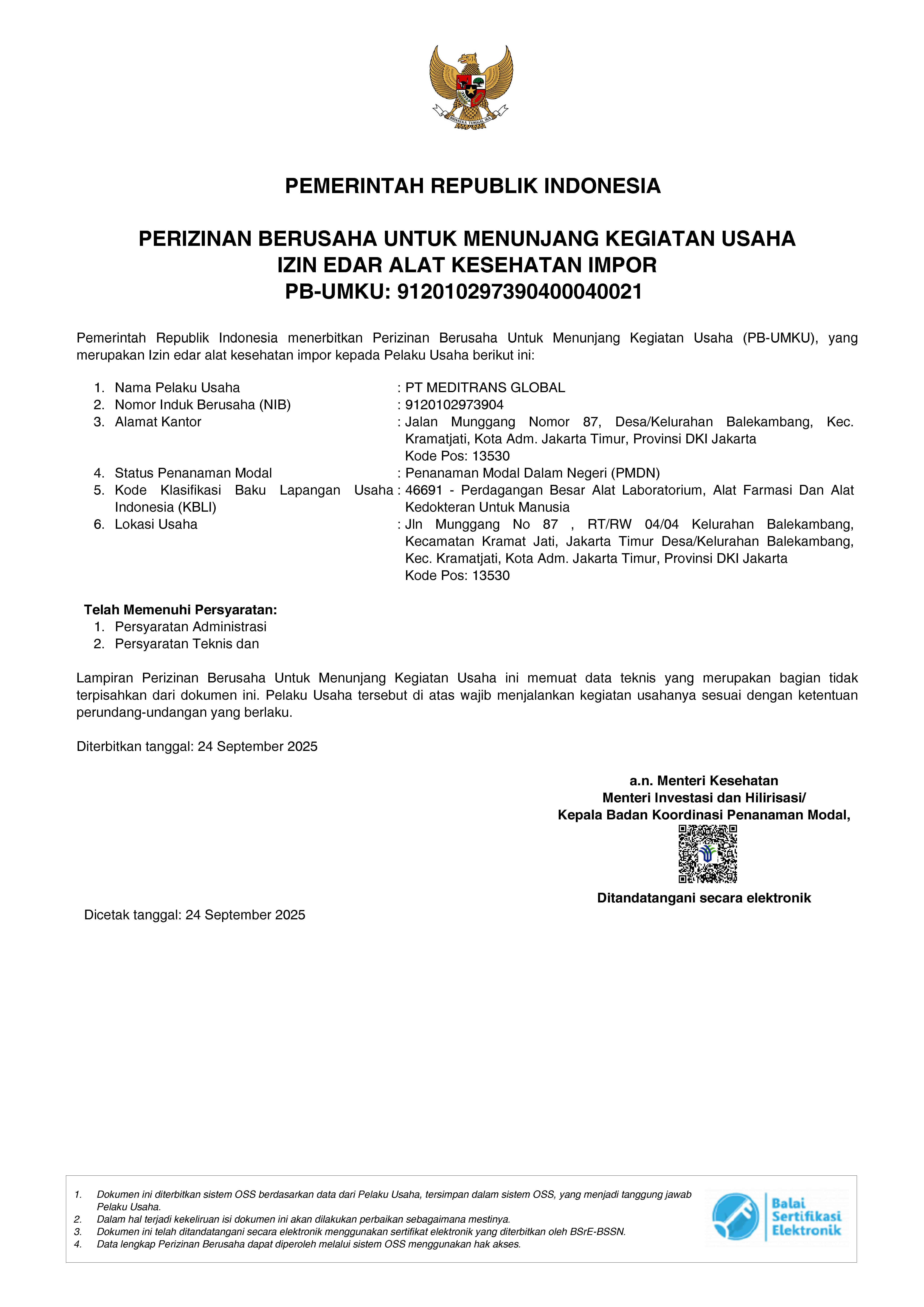 licence INDONESIA Страница 1